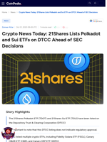Crypto News Today: 21Shares Lists Polkadot and Sui ETFs on DTCC Ahead of SEC Decisions