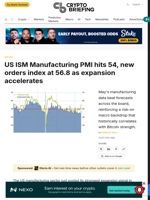 US ISM Manufacturing PMI hits 54, new orders index at 56.8 as expansion accelerates