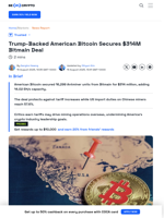 Trump-Backed American Bitcoin Secures $314M Bitmain Deal - BeInCrypto