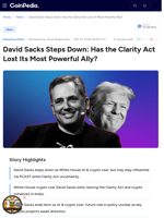 David Sacks Steps Down: Has the Clarity Act Lost Its Most Powerful Ally?