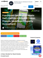 Fractional Ownership Meets DeFi: DeProp’s $DXBRE Token Presale Redefines Property Investment | Live Bitcoin News