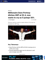 Millionaire Dave Portnoy ditches XRP at $2.4, now wants to cry as it pumps 50%