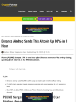 Binance Airdrop Sends This Altcoin Up 18% in 1 Hour