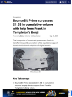 BounceBit Prime surpasses $1.5B in cumulative volume with help from Franklin Templeton’s Benji