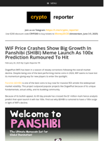 WIF Price Crashes Show Big Growth In Panshibi (SHIBI) Meme Launch As 100x Prediction Rumoured To Hit
