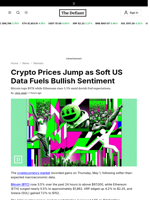 Crypto Prices Jump as Soft US Data Fuels Bullish Sentiment - 