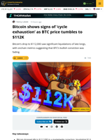 Bitcoin Analysts See ‘Cycle Exhaustion’ as BTC Price Plunges to $112K