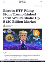 Bitcoin ETF Filing From Trump-Linked Firm Would Shake Up $130 Billion Market