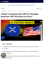 3 Major Companies Eye XRP for Strategic Reserves: Will This Boost Its Price?