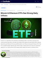 Bitcoin & Ethereum ETFs See Strong Daily Inflows
