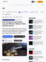 Solv Protocol and Utexo Launch Bitcoin-Native Yield Infrastructure – Crypto News Bitcoin News