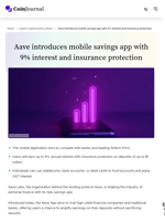 Aave introduces mobile savings app with 9% interest and insurance protection - CoinJournal