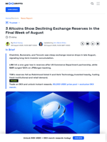 3 Altcoins See Declining Exchange Reserves in August Final Week