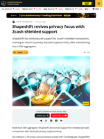 ShapeShift Rolls Out Support for Shielded Zcash Transactions