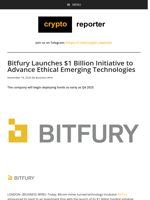 Bitfury Launches $1 Billion Initiative to Advance Ethical Emerging Technologies