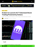 Kraken to Launch 24/7 Tokenized Stock Trading Powered by Solana