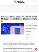 Hyperscale Data shares hit all-time low as Michigan site shifts from Bitcoin mining to AI