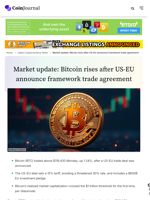 Market update: Bitcoin rises after US-EU announce framework trade agreement - CoinJournal
