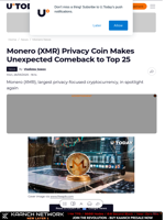 Monero (XMR) Privacy Coin Makes Unexpected Comeback to Top 25
