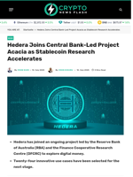 Hedera Joins Central Bank-Led Project Acacia as Stablecoin Research Accelerates