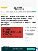 Francine Lacqua: The impact of central bank policies on global markets, why inflation is reshaping investment strategies, and the future of interest rates | Odd Lots