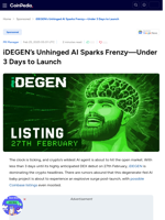 iDEGEN’s Unhinged AI Sparks Frenzy—Under 3 Days to Launch