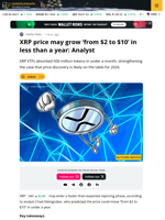 XRP Price May Grow ‘From $2 to $10 in Less Than a Year: Analyst