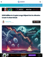 $200 Million In Crypto Longs Wiped Out As Altcoins Crash To Start Week