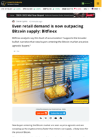 Bitfinex: Retail Buyers Now Surpass Bitcoin’s New Supply