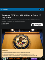 OKX Pays $84 Million to Settle US DOJ Probe
