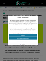 Robinhood Seeks SEC Backing for Asset Tokenization Rules - Crypto News Flash