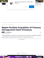 Ripple Finalizes Acquisition of Treasury Management Giant GTreasury - U.Today