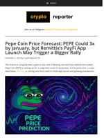 Pepe Coin Price Forecast: PEPE Could 3x by January, but Remittix’s PayFi App Launch May Trigger a Bigger Rally