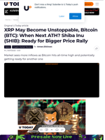 XRP May Become Unstoppable, Bitcoin (BTC): When Next ATH? Shiba Inu (SHIB): Ready for Bigger Price Rally