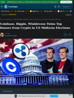 Coinbase, Ripple, Winklevoss Twins Top Donors from Crypto in US Midterm Elections