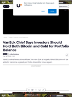 VanEck Chief Says Investors Should Hold Both Bitcoin and Gold for Portfolio Balance - U.Today