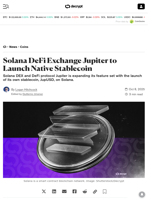 Solana DeFi Exchange Jupiter to Launch Native Stablecoin - Decrypt