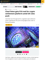 ClearToken Gains FCA Approval for Crypto Settlement System