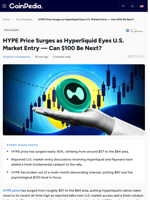 HYPE Price Surges as Hyperliquid Eyes U.S. Market Entry — Can $100 Be Next?