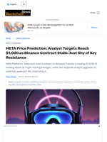 META Price Prediction: Analyst Targets Reach $1,000 as Binance Contract Stalls Just Shy of Key Resistance - Blockchain.News