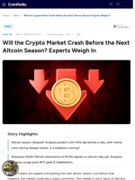 Will the Crypto Market Crash Before the Next Altcoin Season? Experts Weigh In