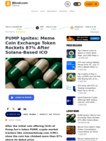 PUMP Ignites: Meme Coin Exchange Token Rockets 87% After Solana-Based ICO – Markets and Prices Bitcoin News