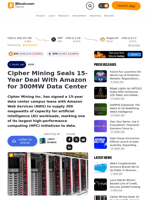 Cipher Mining Seals 15-Year Deal With Amazon for 300MW Data Center – News Bitcoin News