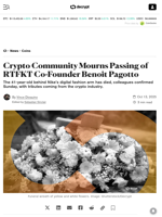 Crypto Community Mourns Passing of RTFKT Co-Founder Benoit Pagotto - Decrypt