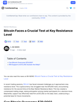 Bitcoin Faces a Crucial Test at Key Resistance Level: Guest Post by BH NEWS | CoinMarketCap