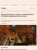 Outages hit Binance, Coinbase, and Robinhood as $9.5 billion liquidations hit the market - AMBCrypto