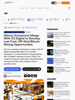 Olenox Announces Merge With CS Digital to Develop Low Cost, Off-Grid Bitcoin Mining Opportunities
