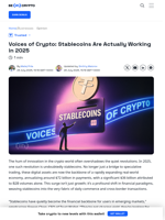 Voices of Crypto: Stablecoins Are Actually Working in 2025