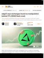 edgeX says exchanges found no manipulation behind 71% EDGE flash crash - AMBCrypto