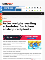 Aster weighs vesting schedules for token airdrop recipients - The Crypto News Wire